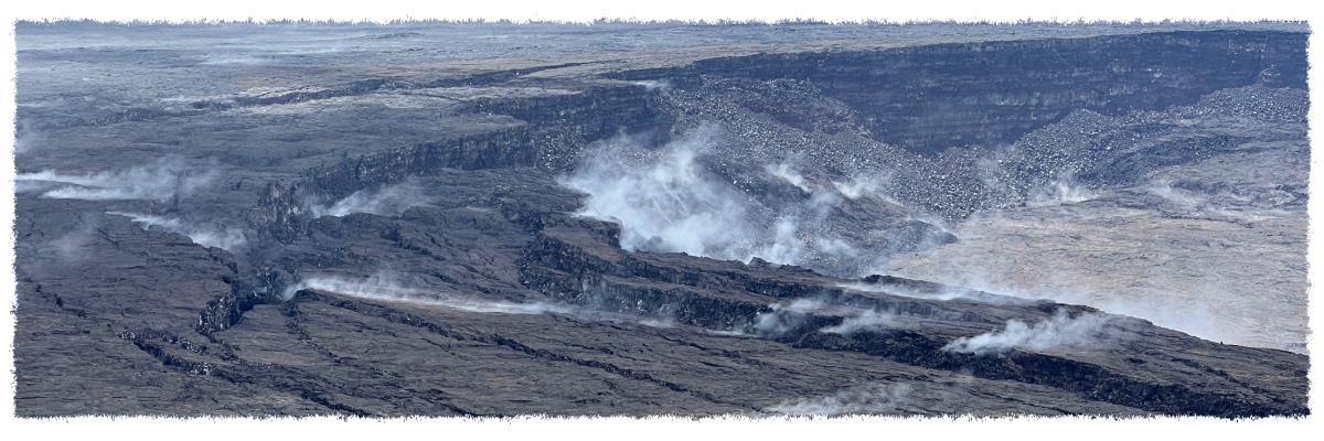 Steam rising from fissures inside Kīlauea caldera on the Big Island of Hawaiʻi