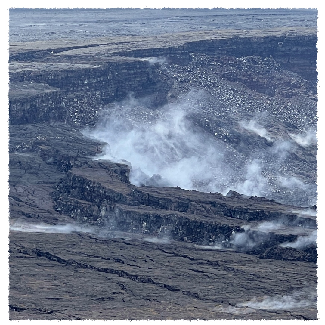 Steam rising from fissures inside Kīlauea caldera on the Big Island of Hawaiʻi