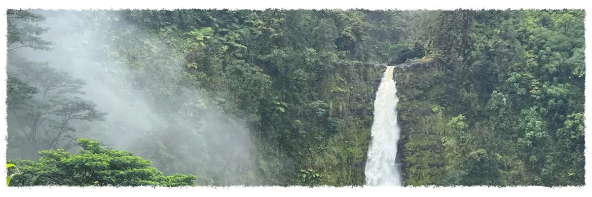 Akaka Falls plunging over a lush rainforest cliff on the Big Island of Hawaiʻi