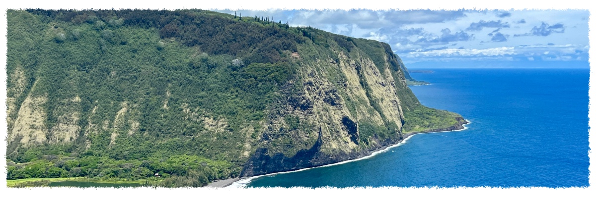 Sea cliffs and rugged coastline along the Hāmākua Coast on the Big Island of Hawaiʻi.