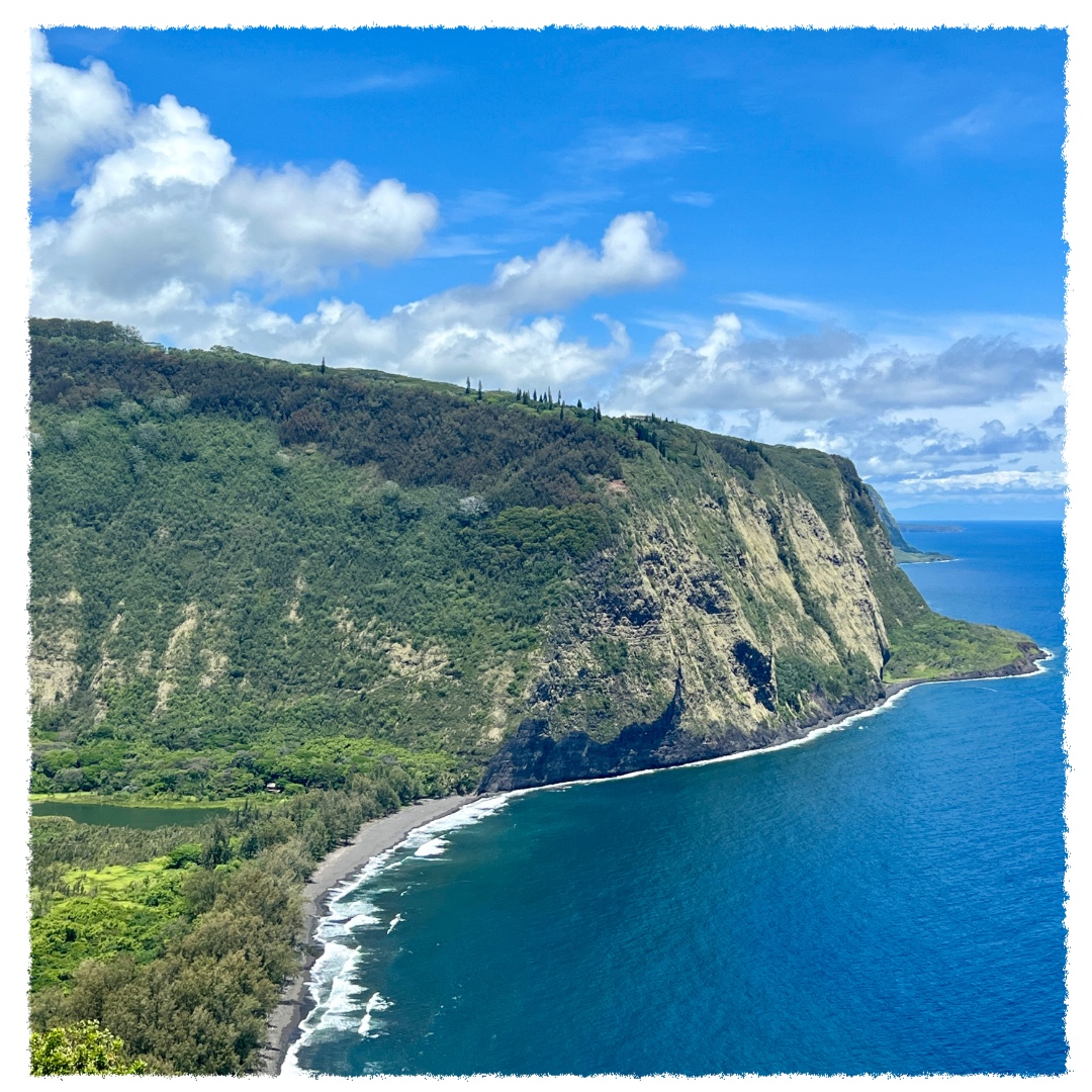 Sea cliffs and rugged coastline along the Hāmākua Coast on the Big Island of Hawaiʻi.