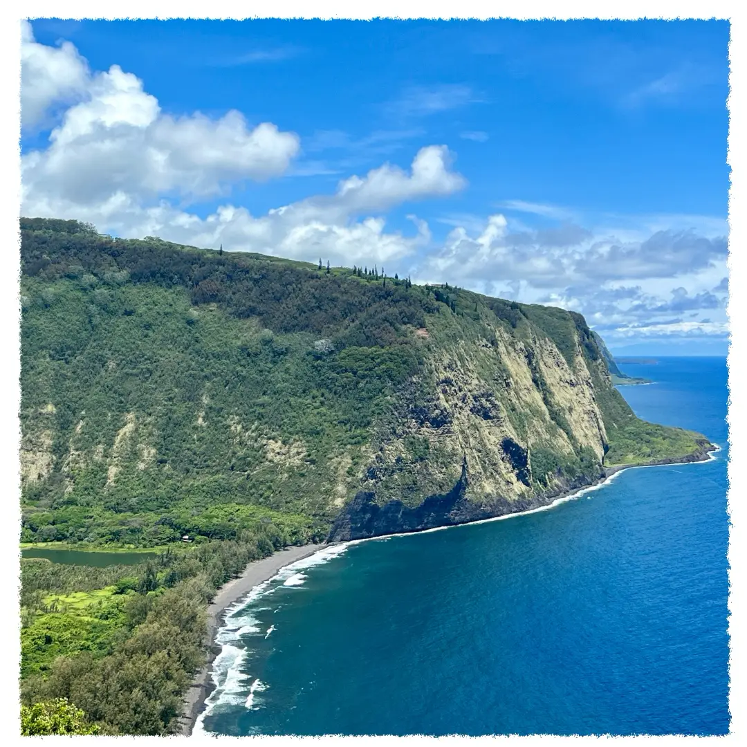 Sea cliffs and rugged coastline along the Hāmākua Coast on the Big Island of Hawaiʻi.