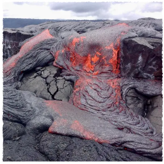 A flow of molten lava.